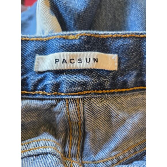 Pacsun High Rise Straight Jeans 24 Womens Bleached Design Raw Hem Button Fly - Picture 6 of 8
